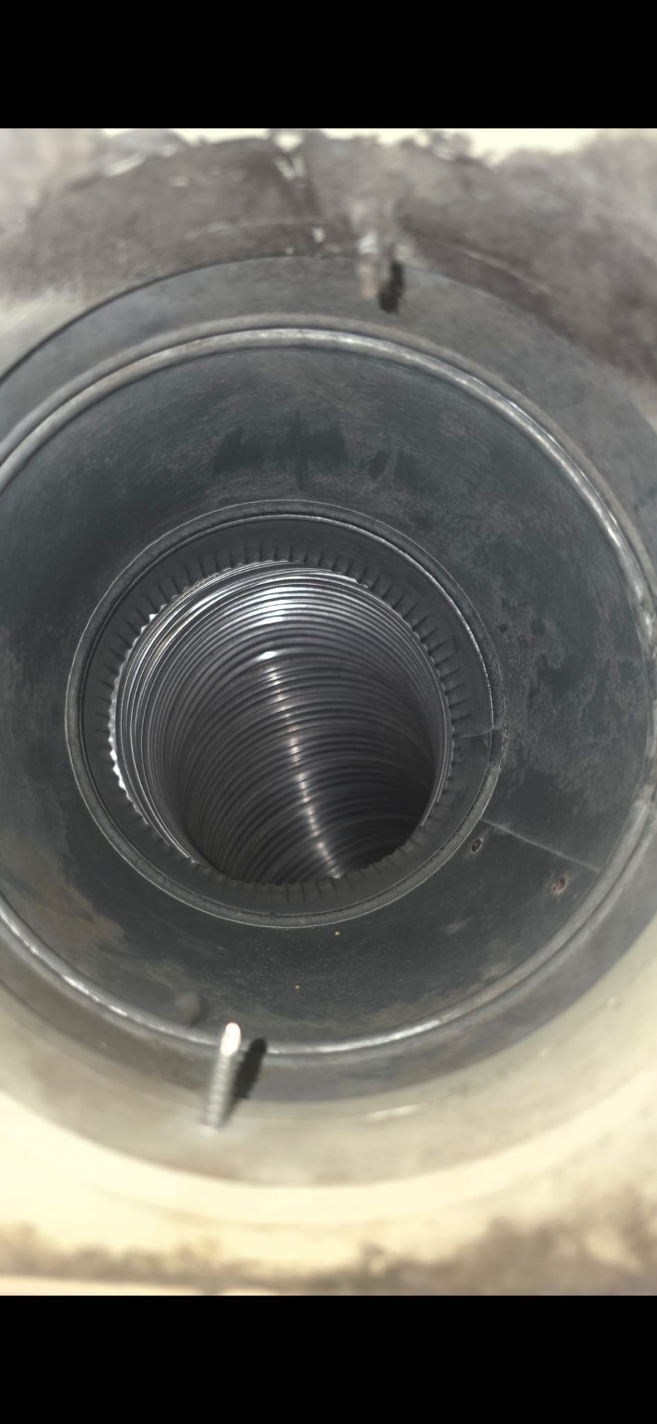 Interior of a dusty dryer vent duct